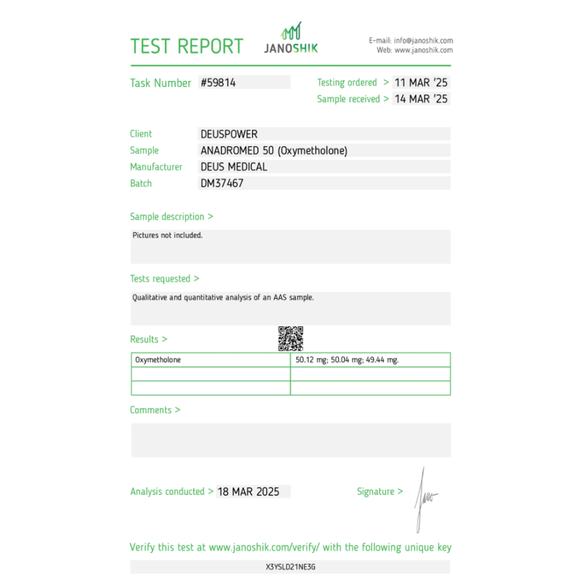 Anadromed 50 oxymetholone 50mg tablets, Deus Medical
