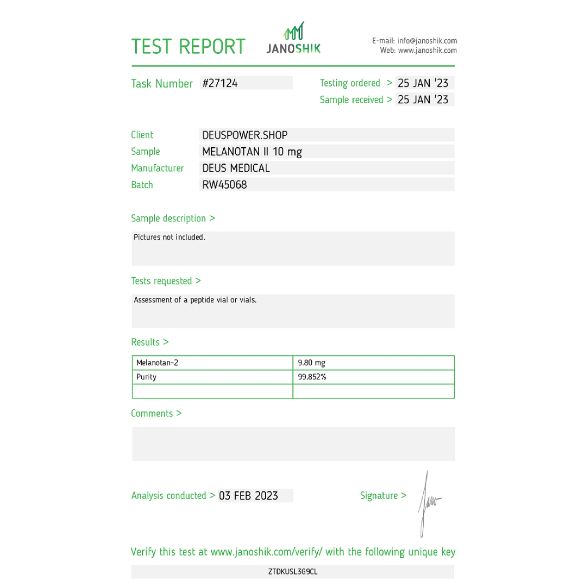 MELANOTAN II (Melanotan II Peptide Hormone), Deus Medical, Buy Steroids Online - helixamed.com