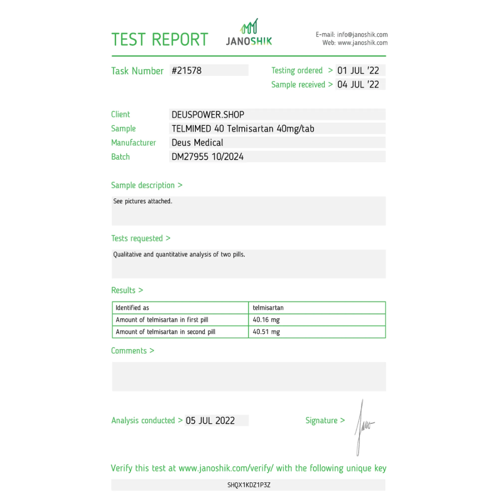 TELMIMED 40 (Telmisartan), Deus Medical, Buy Steroids Online - helixamed.com