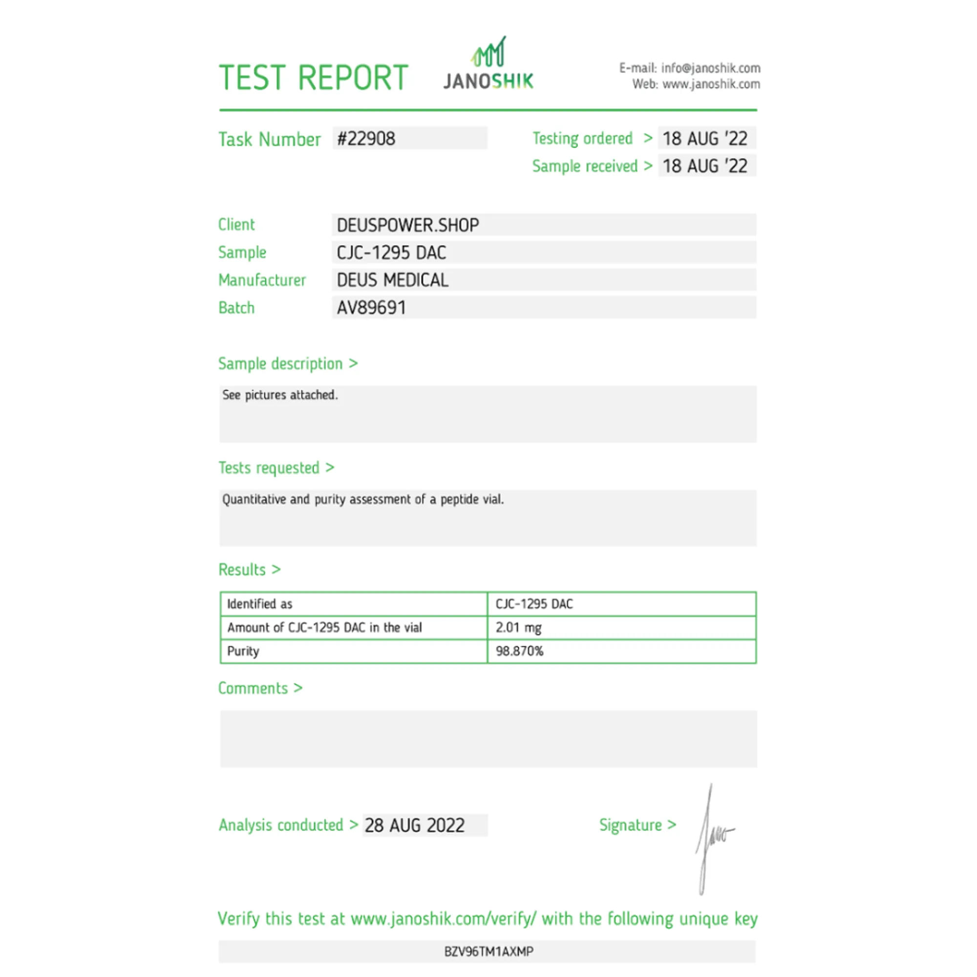 CJC-1295 DAC (Tetrasubstituted 30-Amino Acid Peptide Hormone), Deus Medical, Buy Steroids Online - helixamed.com
